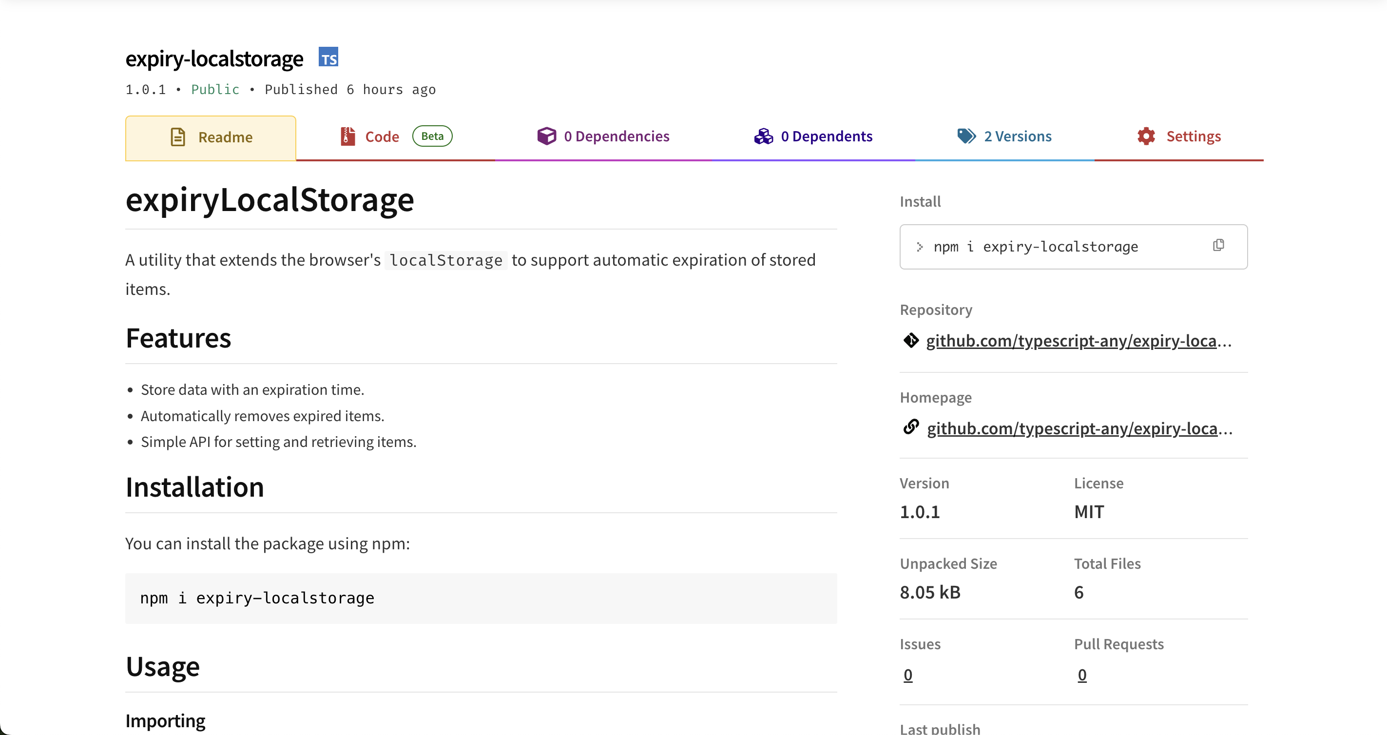 NPM Package - expiry-localstorage